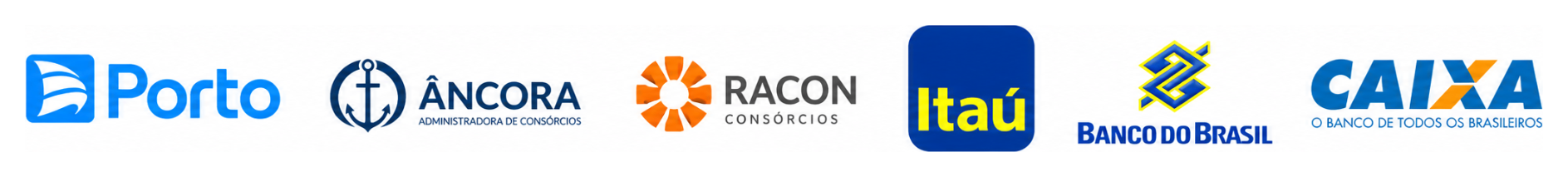 Administradoras parceiras: Porto, Âncora, Racon, Itaú, Banco do Brasil, Caixa